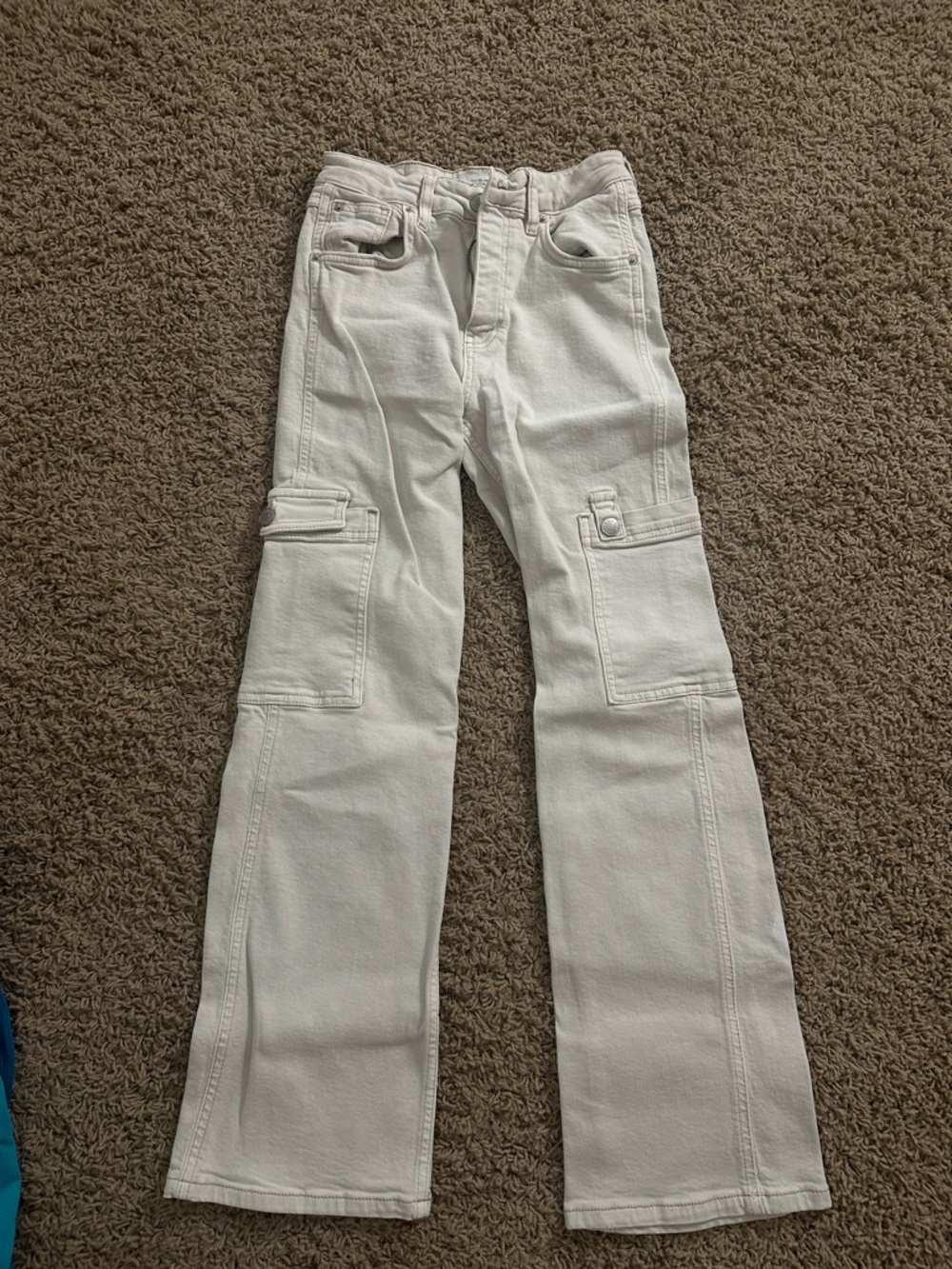 Zara White Flared Cargo Jeans